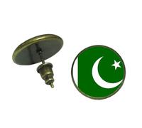 ALTCIRNMD Pakistan Flag Pattern Stud Earrings For Women - Glass Cabochon Country-Themed Earring,Round National Pride Pakistani Flag Ear Jewelry, Hip Hop Time Gem Earring, Flag,1.4Cm