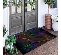 ALTCIRNMD Polygonal Lines Doormat Black Cyber Technology Welcome Front Porch Decor Doormat For The Entrance Way Personalized Rugs Backing Non Slip Doormats, 90X150Cm