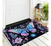 ALTCIRNMD Powder Blue Butterfly Flowers Area Rug,40X60Cm Soft Non Slip Door Mat Indoor Outdoor Ink Insects Print Doormat For Bedroom Floor Home Entryway Front Mats Entrance Door
