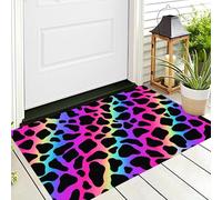 ALTCIRNMD Rainbow Colors Glitter Leopard Print Front Door Mat Outside Inside Entrance,3D Print Abstract Texture Outdoor Indoor Entry Front Doormat Classroom Patio Garage Shoes Off Mat,50X80Cm