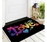 ALTCIRNMD Rainbow Colors Love Words Door Mat 80X120Cm,Non-Slip Indoor Machine Washable Entrance Rug,Romantic Art Soft Inside Floor Mat For Entryway Front Back Door Classroom Patio