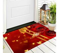 ALTCIRNMD Red Yellow Rose Ring Door Mat 60X90Cm,Non-Slip Indoor Machine Washable Entrance Rug,Romantic Art Soft Inside Floor Mat For Entryway Front Back Door Classroom Patio