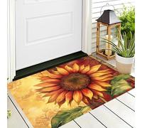ALTCIRNMD Red Yellow Wall Sunflower Front Door Mat Outside Inside Entrance,3D Print Watercolor Plants Outdoor Indoor Entry Front Doormat Classroom Patio Garage Shoes Off Mat,60X90Cm