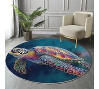 ALTCIRNMD Round Area Rugs 180Cm Living Room,Brightly Colored Sea Turtle Pattern Soft Washable Non Slip Circle Carpet Abstract Animals For Bedroom Nursery Kitchen Home Decor,Red Blue