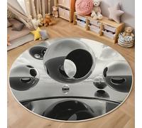 ALTCIRNMD Round Area Rugs 80Cm Living Room,Floating Sphere Pattern Soft Washable Non Slip Circle Rug Abstract Geometry For Bedroom Nursery Kitchen Home Decor,Black White