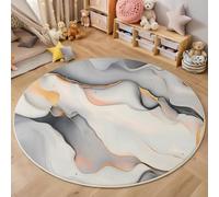 ALTCIRNMD Round Rug,140Cm 3D Ash Gold Swirl Stripes Office Rug,Minimalist Aesthetics Foldable Wrinkle-Free Low Pile Carpet,For Living Room Bedroom Kitchen Apartment Welcome Entrance Durable Rugs