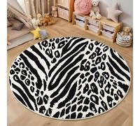 ALTCIRNMD Round Rug,180Cm 3D Black And White Zebra Pattern Office Rug,Ink Texture Foldable Wrinkle-Free Low Pile Carpet,For Living Room Bedroom Kitchen Apartment Welcome Entrance Durable Rugs