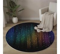 ALTCIRNMD Round Rug 80Cm For Living Room Bedroom, Rainbow Colors Circle Area Rug Machine Washable, Non-Slip Carpet Dining Room, Low Pile Non-Shedding, Gradient Stripes Cyber Technology Style