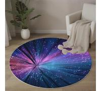 ALTCIRNMD Round Rug 80Cm Radiant Starlight Washable Purple-Blue Circle Rug Cyber Technology Print Non Slip Carpet For Living Room Dining Room Bedroom Entryway