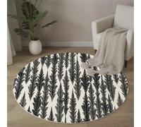ALTCIRNMD Round Rugs For Living Room 100Cm, Feather Lines Pattern Circle Rug Machine Washable Simple Natural Carpet Floor Rugs Non Slip Soft Carpet Rug For Bedroom Kitchen Home Decor, Black White