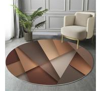 ALTCIRNMD Rugs Living Room Round 180Cm Brown 3D Origami Washable Circle Area Rugs Abstract Design Anti Slip Carpet Mat For Kitchen Dining Room Kids Bedroom Room Hallway