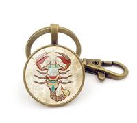 ALTCIRNMD Scorpio Zodiac Keychain Clip Key Ring - Creative 12 Zodiac Sign Keychain Vintage Crystal Key Rings,Scorpio Leo Aries Constellation Birthday Gift For Women And Mens