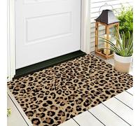 ALTCIRNMD Simple Leopard Print Door Mat Indoor 80X120Cm,Brown Entrance Doormat Inside,Non-Slip Backed Entryway Floor Carpet,Soft Fur Texture Small Rug For Hallway Kitchen Bedroom
