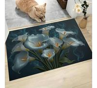 ALTCIRNMD Smoky Calla Lily Artistic Illustration Elegant Modern Botanical 90X150Cm Machine Washable Non-Slip Low Pile Indoor/Outdoor Rug - Waterproof Entrance Mat For Hallway, Kitchen, Front Door,