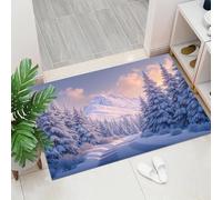 ALTCIRNMD Snow White Tiger Welcome Mats, 80X120Cm, Realistic Illustration Style Indoor Carpet, Non-Slip Washable Floor Mat For Doorways, Stairs, Game Rooms, Living Rooms, Blue White