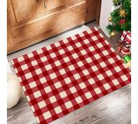 ALTCIRNMD Symmetrical Squares Doormat Red White Simple Geometry Welcome Front Porch Decor Doormat For The Entrance Way Personalized Rugs Backing Non Slip Doormats, 60X90Cm
