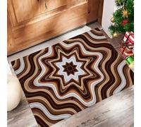 ALTCIRNMD Symmetrical Waves Doormat Brown Geometric Stripes Welcome Front Porch Decor Doormat For The Entrance Way Personalized Rugs Backing Non Slip Doormats, 60X90Cm