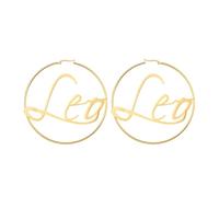 ALTCIRNMD Twelve Constellations Stud Earrings,Round Electroplated Letter Hoop Earring Art Decorations Jewelry Gifts Astrology Horoscope Earrings For Girls Ladies Fashion Earrings,Leo,Adjust