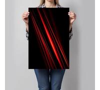 ALTCIRNMD Unframed Large Canvas Wall Art Linear Neon Painting On Canvas Prints Cyberpunk Style Wall Artwork Red Black Pictures For Living Room Bedroom Home Office Decoration 80X120Cm