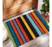 ALTCIRNMD Vertical Stripes Doormat Orange-Green Texture Art Welcome Front Porch Decor Doormat For The Entrance Way Personalized Rugs Backing Non Slip Doormats, 60X90Cm
