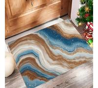 ALTCIRNMD Visual Marble Doormat Blue White Abstract Art Welcome Front Porch Decor Doormat For The Entrance Way Personalized Rugs Backing Non Slip Doormats, 50X80Cm
