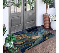 ALTCIRNMD Wave Fluid Door Mats Indoor Absorbent, Non-Slip Watercolor Texture Indoor Door Mat For Back & Front Door, Low Profile Dirt Trapping Doormat Entrance Rugs With Rubber Backed, 70X100Cm, Blue