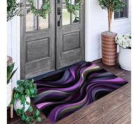 ALTCIRNMD Wavy Lines Doormat Purple Abstract Modern Welcome Front Porch Decor Doormat For The Entrance Way Personalized Rugs Backing Non Slip Doormats, 60X90Cm
