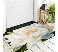 ALTCIRNMD White Beautiful Peony Front Door Mat Outside Inside Entrance,3D Print Watercolor Plants Outdoor Indoor Entry Front Doormat Classroom Patio Garage Shoes Off Mat,70X100Cm