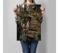 ALTCIRNMD Wooden Bridge Over The Stream Canvas Prints Wall Art 30X40Cm, Forest Scenery Wall Art For Living Room, Big Small Vertical Brown Decorative Poster Bedroom Women Men