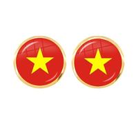 ALTCIRNMD World Map Earrings - Women'S Small Eco-Friendly Flag Earrings Vietnam Flag Glass Dome Earrings, Map Traveler Earrings Country Flag Hip Hop Drop Fashion Jewelry For Ladies,Yellow,As Shown