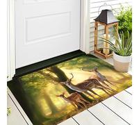 ALTCIRNMD Yellow-Green Forest Deer Area Rug,70X100Cm Soft Non Slip Door Mat Indoor Outdoor Natural Animals Print Doormat For Bedroom Floor Home Entryway Front Mats Entrance Door
