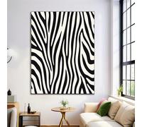 ALTCIRNMD Zebra Stripes Canvas Pictures Wall Art Animal Textures Wall Decor Paintings Poster Artwork For Bedroom Living Room Office Home Decorations Black And White 80X120Cm No Frame