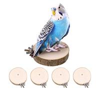 ALTcompluser 4 Pack Bird Perch Stand Platform Toy Parrots Cage Toys Round Wooden Springboard for Budgie, Cockatiels, Finches, Small Parakeets Bird Toys