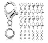 ALTcompluser Pack of 100 Lobster Clasps Chain Clasp Silver Set Lobster Grabber Hooks 400 Pieces 4 mm Stainless Steel Jump Rings for Necklaces Bracelets Pendants Anklet Jewellery Making