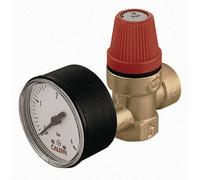 Caleffi Safety Relief Valve 1/2'' x 1/2'' Female Connections 3 Bar with Pressure Gauge 313430