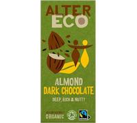 Alter Eco Almond Dark Chocolate Bar, Luxury Vegan Chocolate, Organic Chocolate & Fairtrade Chocolate, Low Sugar Chocolate Bar with Almond Nuts, Eco Conscious Vegetarian Chocolate, GMO Free - 1 x 100g