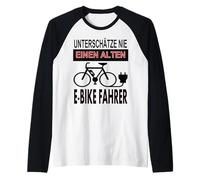 Alter Mann fährt E Bike T-Shirt Radfahren Radfahren Geschenk Raglan Baseball Tee