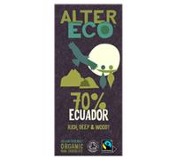 Alter Eco 70% Ecuador Dark Chocolate Bar, Luxury Vegan Chocolate, Organic Chocolate & Fairtrade Chocolate, Low Sugar Chocolate Bar, Eco Conscious Vegetarian Chocolate, GMO Free - 1 x 100g