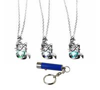 AlterImage Mermaid Glow In The Dark Necklaces 3 Pack Green Blue & Sky Blue Includes UV Light, Zinc, No Gemstone, Zinc, No Gemstone