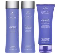 Alterna - Bundles Trio: Caviar Anti-Aging Restructuring Bond Repair Shampoo 250ml, Conditioner 250ml & Leave-In Overnight Serum 100ml for Women, anti