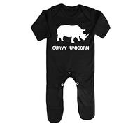 Alternative Animal Names Curvy Unicorn Rhino Sublimation Baby Romper Jumpsuit with feet, 0-3 Months, Black
