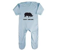 Alternative Animal Names Curvy Unicorn Rhino Sublimation Baby Romper Jumpsuit with feet, 0-3 Months, Pastel Blue