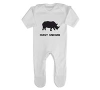 Alternative Animal Names Curvy Unicorn Rhino Sublimation Baby Romper Jumpsuit with feet, 0-3 Months, White