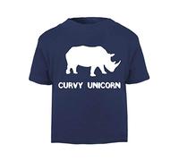 Alternative Animal Names Curvy Unicorn Rhino Sublimation Short Sleeve Cotton Toddler t Shirt, 3-4 Years, Navy