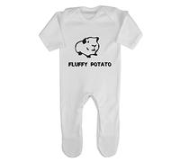 Alternative Animal Names Fluffy Potato Guinea Pig Baby Romper Jumpsuit with feet, 0-3 Months, White