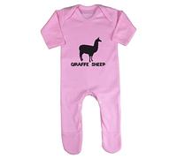 Alternative Animal Names Giraffe Sheep Llama Baby Romper Jumpsuit with feet, 0-3 Months, Pastel Pink