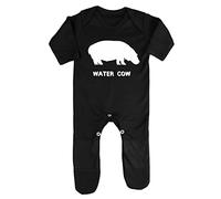 Alternative Animal Names Water Cow Hippo Baby Romper Jumpsuit with feet, 0-3 Months, Black