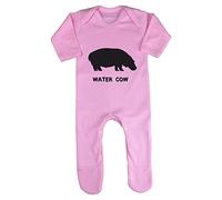 Alternative Animal Names Water Cow Hippo Baby Romper Jumpsuit with feet, 0-3 Months, Pastel Pink
