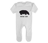 Alternative Animal Names Water Cow Hippo Baby Romper Jumpsuit with feet, 0-3 Months, White