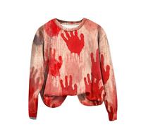 Alternative Clothing Halloween Oversized Sweatshirt Women, Bat Pumpkin Crewneck Warmth Fashion Horrible Autumn Winter Large Size Ghost Gothic Long Sleeves Round Collar Elegant Sweaters Indoor Casual